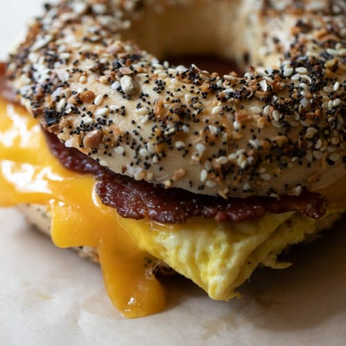Egg Meat & Cheese Bagel Sandwich.